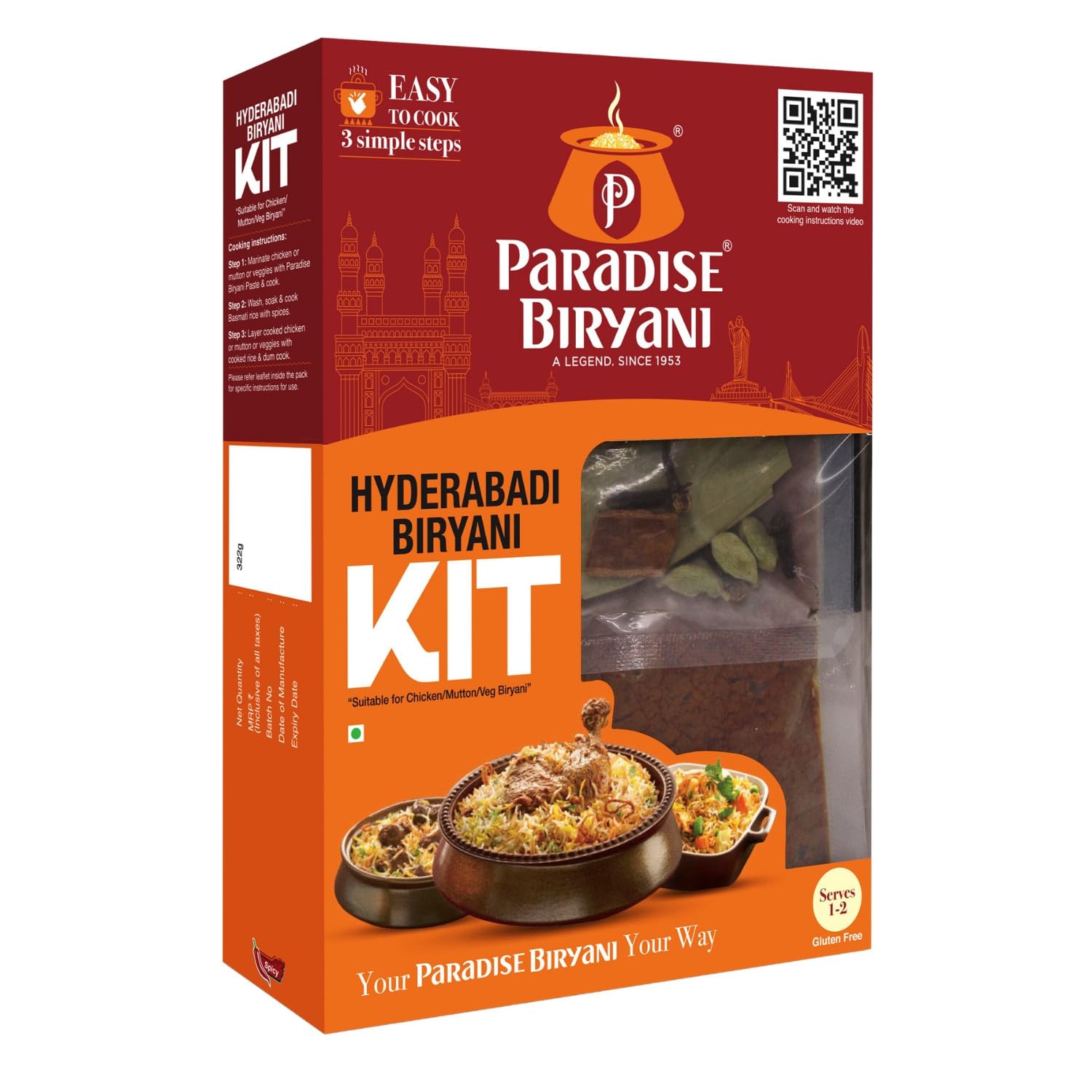 Paradise Biryani Hyderabadi Biryani Kit | Easy 3 Step Cooking | From The House Of Original Hyderabadi Paradise | Your Your Way | 322 Gm (Pack Of 1) (B0CX17V8XM) Amazon Price History, Amazon Price Tracker