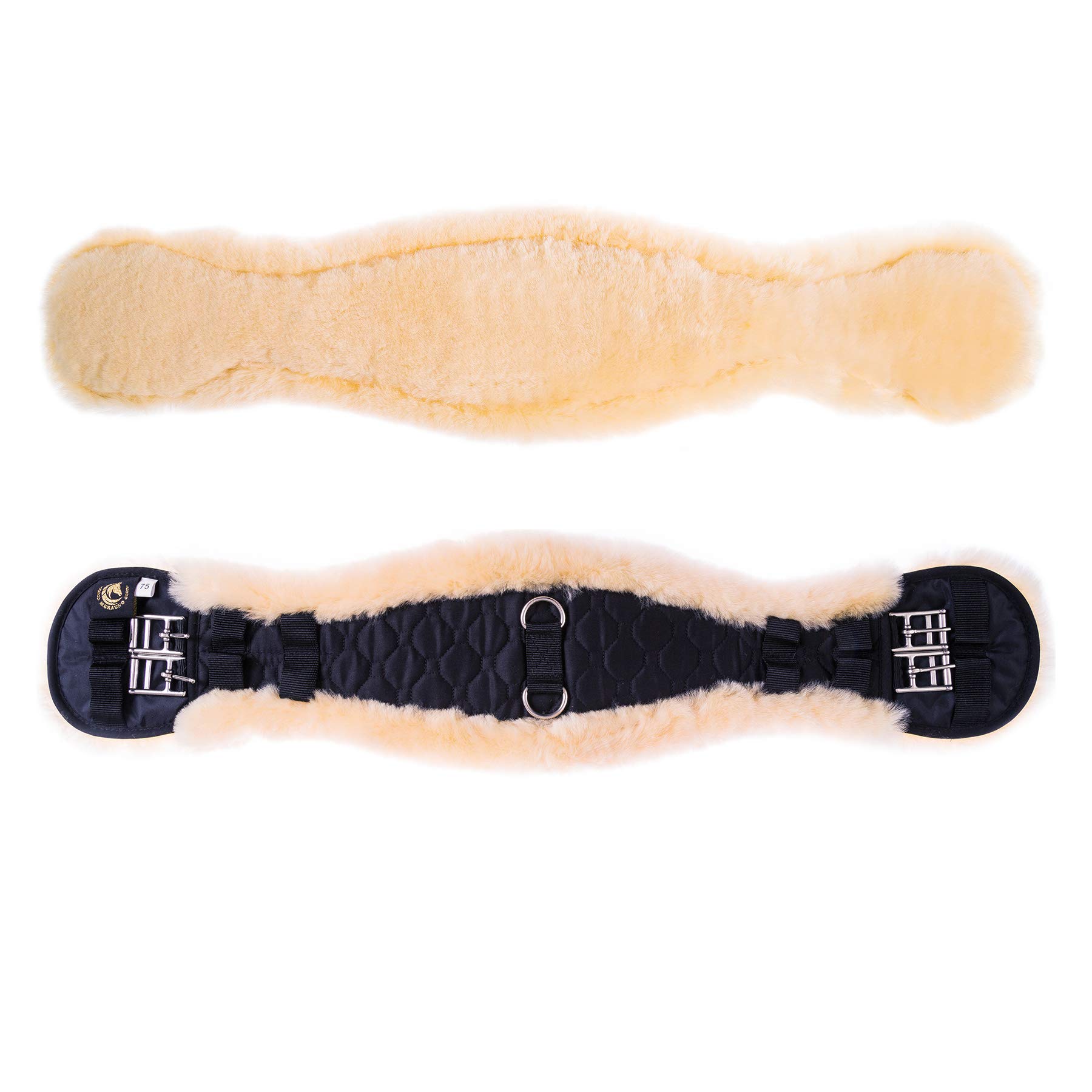 Merino Lammwolle Konturgurt Sattelgurt Dressurgurt, anatomisch konkav, Natur Schwarz Braun Anthrazit