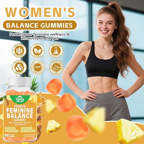 Miniatura 7 de Gomitas de probióticos femeninos, salud vaginal y equilibrio del pH de las mujeres, suplemento gomoso con polvo de arándano y piña, vegano sin