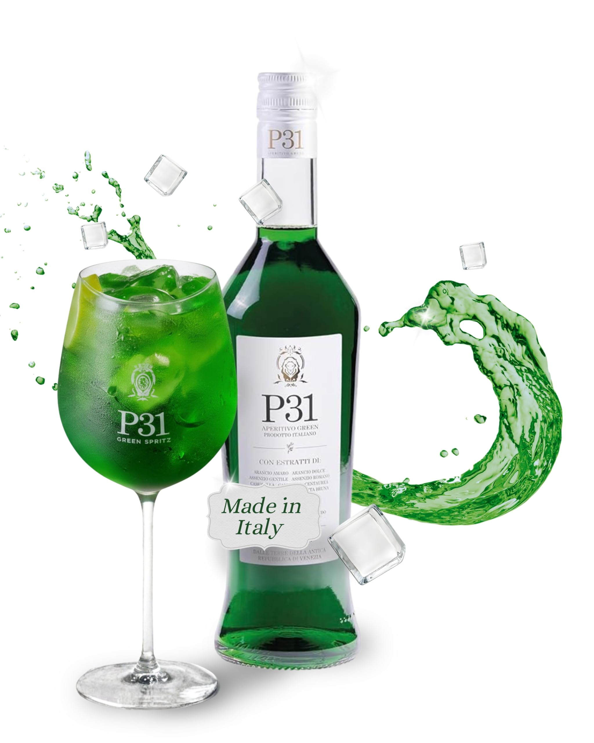 P31 Aperitivo Green I 11% Vol. Leichter Aperitif I 1.000 ml I 31 natürliche Kräuter  Essenzen I Präzise handwerkliche Verarbeitung I Elegantes Flaschendesign