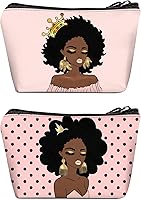 Vista 12 de Bolsa de maquillaje Melanin para mujer, bolsa de cosméticos impresa portátil, bolsa de aseo de viaje, bolsa organizadora de maquillaje para mujeres