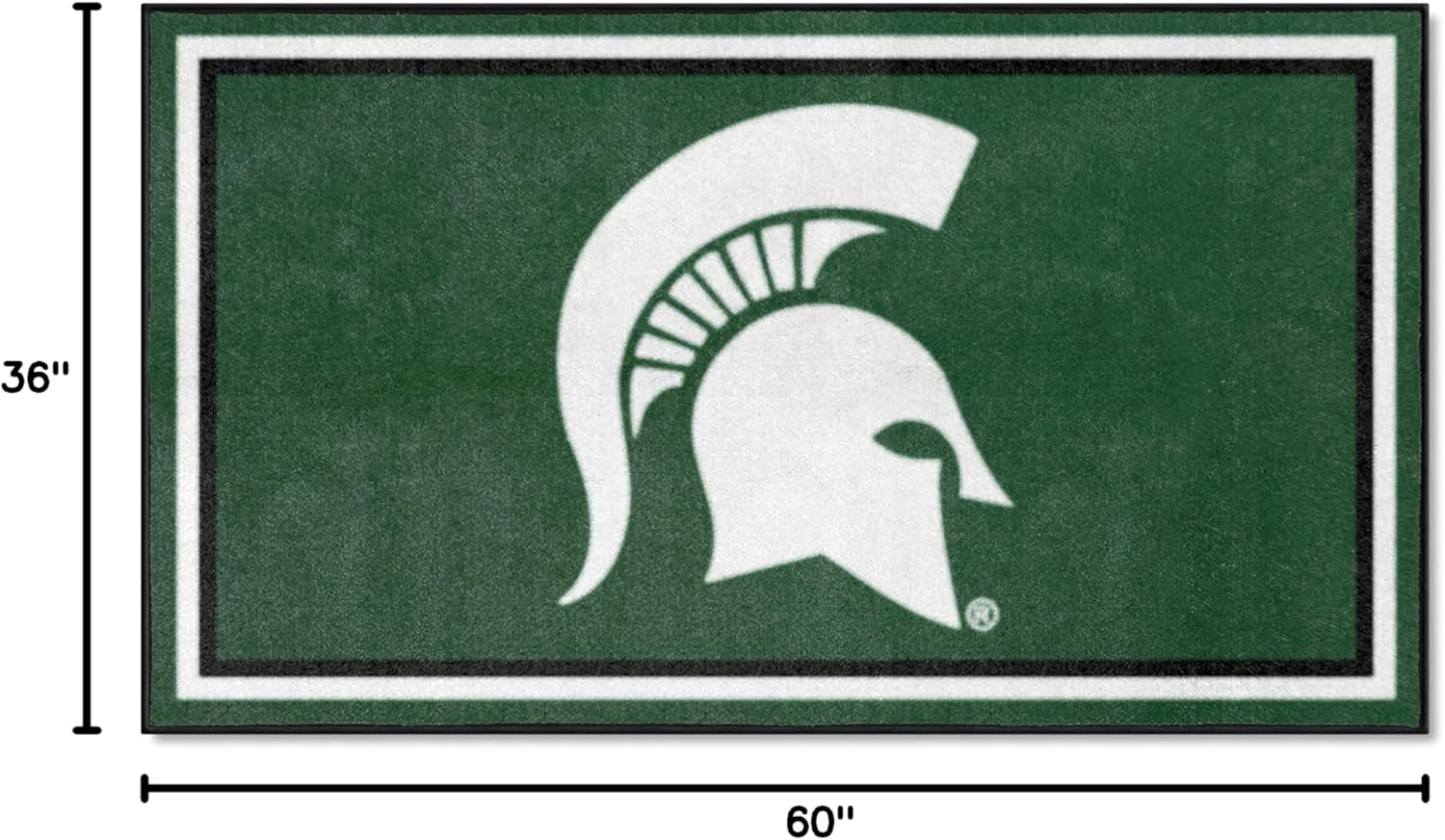 FANMATS 26887 NCAA Michigan State Spartans 3ft. x 5ft. Plush Area Rug | Sports Fan Area Rug, Home Decor Rug and Tailgating Mat