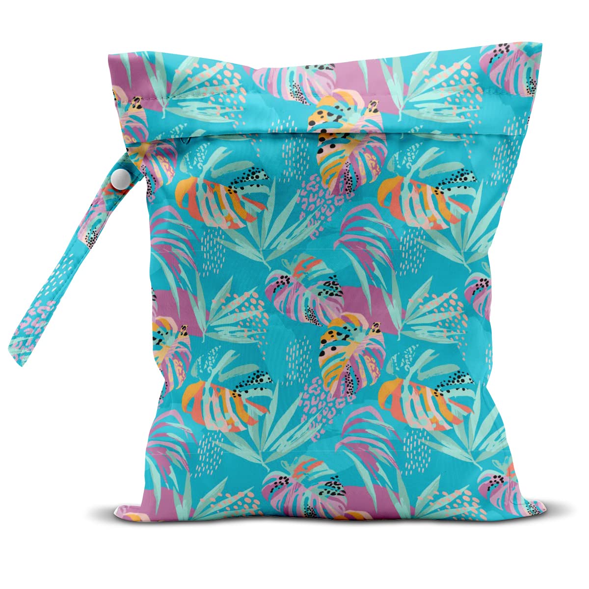 Wet Dry Bag, Wet Bag for Swimsuit, Travel, Beach, Pool, Stroller, Diapers, Dirty Gym Clothes, Makeup Bag, Camping Accessories, Waterproof Reusable Jungle Tropical Leaves Cheetah Print