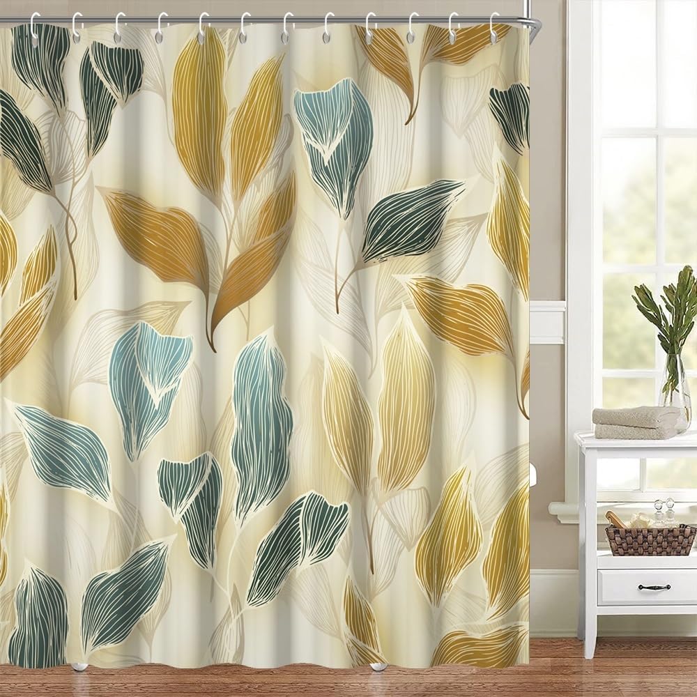 Chinese Ink Painting Shower Curtain Watercolor Black Mountain Pavilion Red Sun Flying Bird Trees Nature for Bathroom Set Decor Machine Washable Waterproof Polyester Fabric with Hooks 72x72 Inch