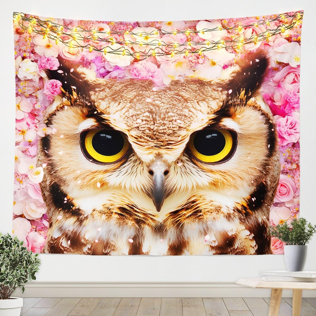 Erosebridal Rose Tapestry Wall Art,Black Horse Tapestries for Lady Girls,Garden Floral Wall Hangings Art Western Animal Porch Hangings Farmhouse Wild Animals Living Room Decor