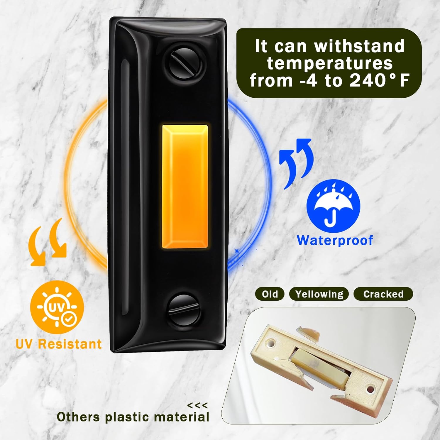 Metal Doorbell Push Button, LED Lighted Door Bell Wired Button, Heavy Duty Wall Mounted Doorbell Push Button, Replacement for Home Universal Garage Door Opener Switch