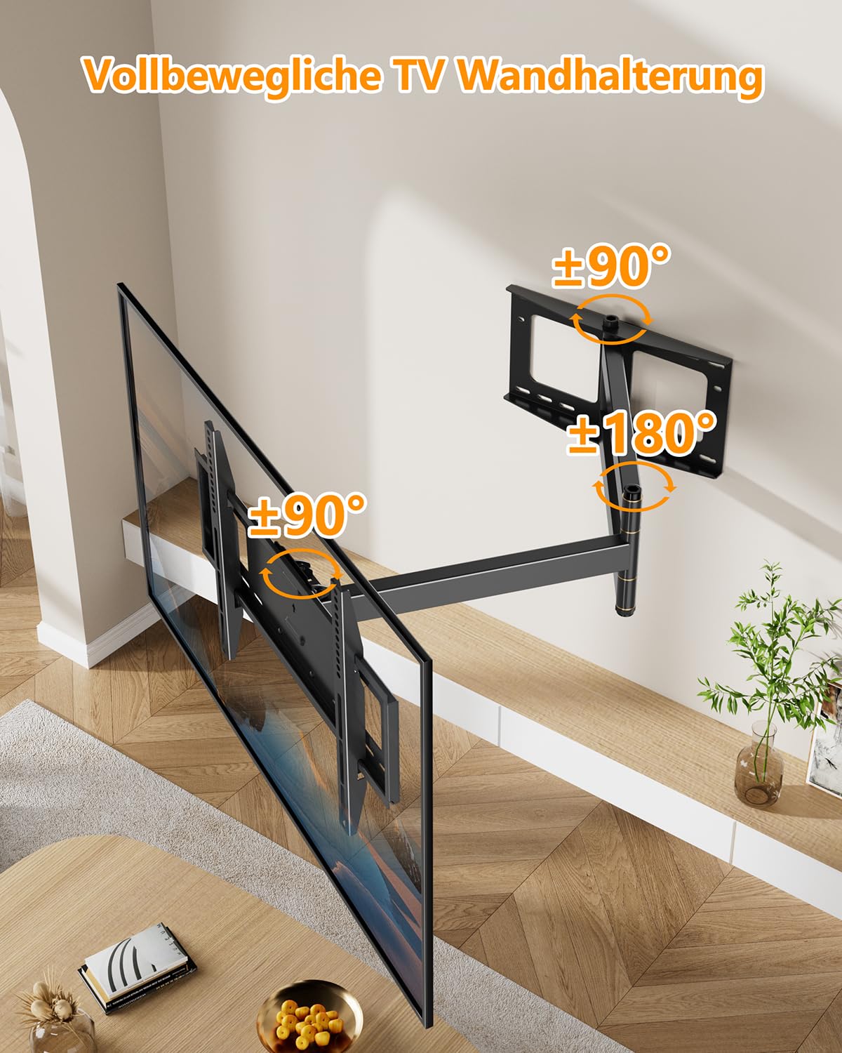 FORGING MOUNT TV Wandhalterung mit 1090 mm Extra langem Arm für 37–80 Zoll Fernseher, Fernseher Halterung Schwenkbar, Neigbar, Voll bewegliche TV Halterung, Max VESA 600x400mm, bis zu 50kg