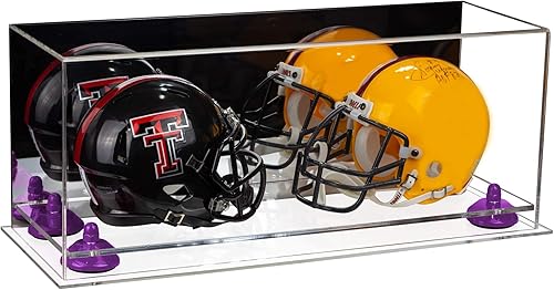 Miniatura 186 de Better Display Cases Acrílico 2 Mini casco de fútbol (no tamaño completo) vitrina con base de césped transparente (V46/A019)