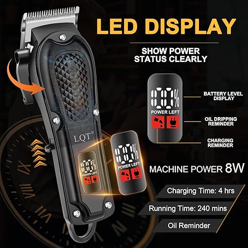 Miniatura 3 de Juego de cortapelos inalámbrico para hombre con pantalla LED, recortadora de barba y bigote ajustable, cuchillas autoafilables, máquina de corte de