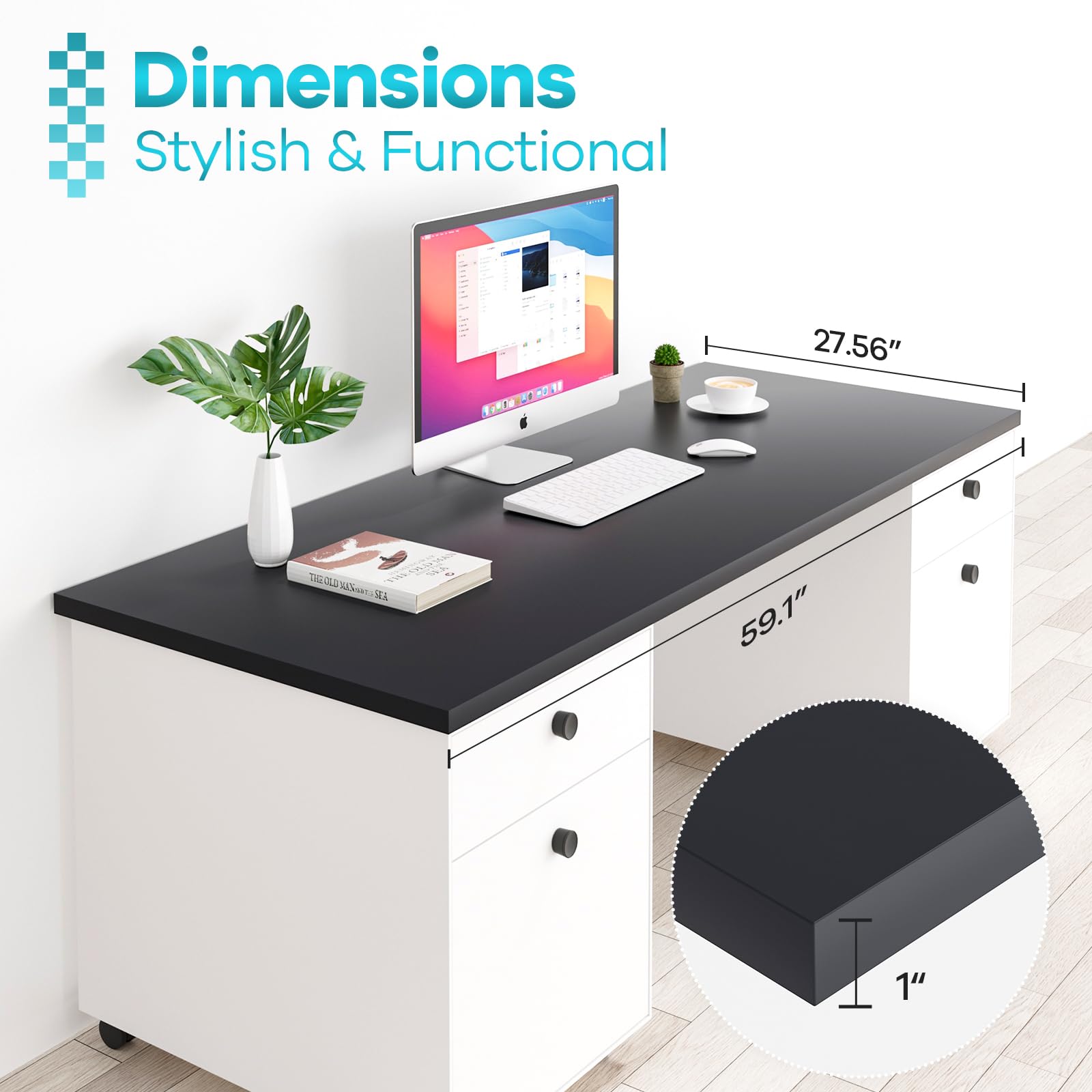 Amazon.com: Kaboon 60x28 inches Tabletop, Solid One-Piece Desktop