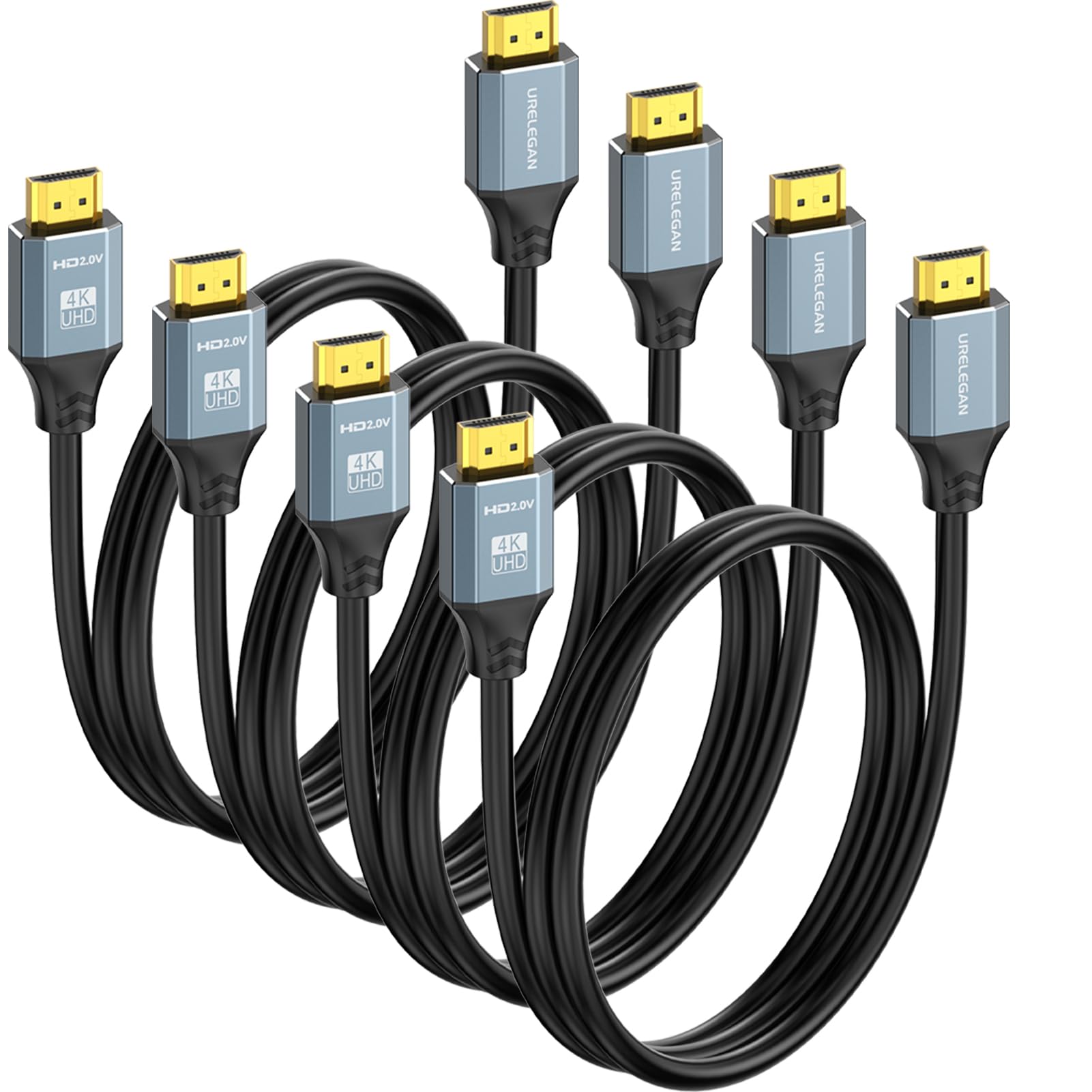 HDMI Cable 3FT 4-Pack, High Speed 4K HDMI 2.0 Cord 3FT, HDMI Computer Monitor TV Cable 4K@60Hz, 2K@120Hz,1080P with Ethernet/ARC, 3D, HDCP 2.2-