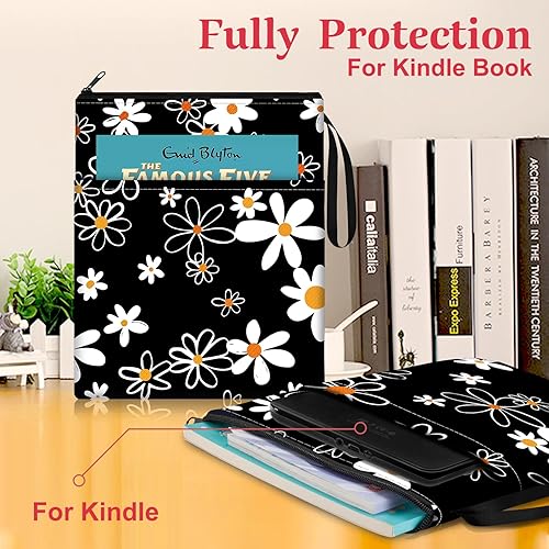 Miniatura 3 de Slohif Funda protectora para libro con cremallera, diseño de margaritas con diseño de flores de Beau, pequeñas y grandes, para libros de tapa dura,