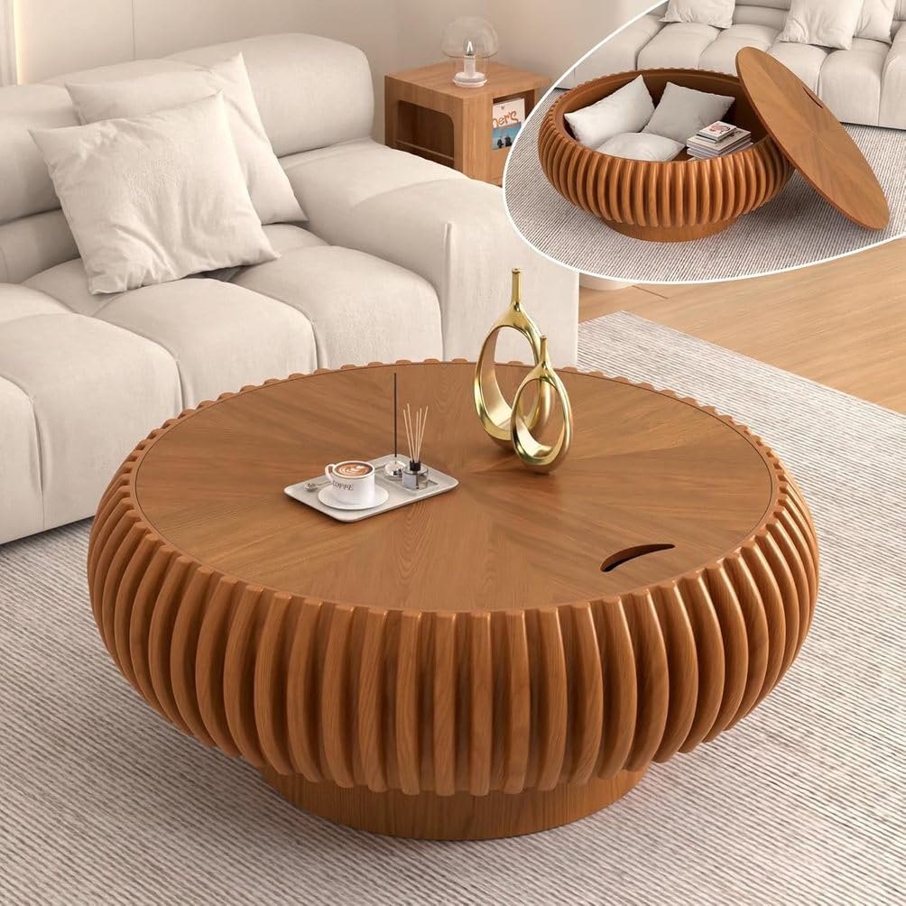 ZUOWENYG Round Coffee Table with Storage