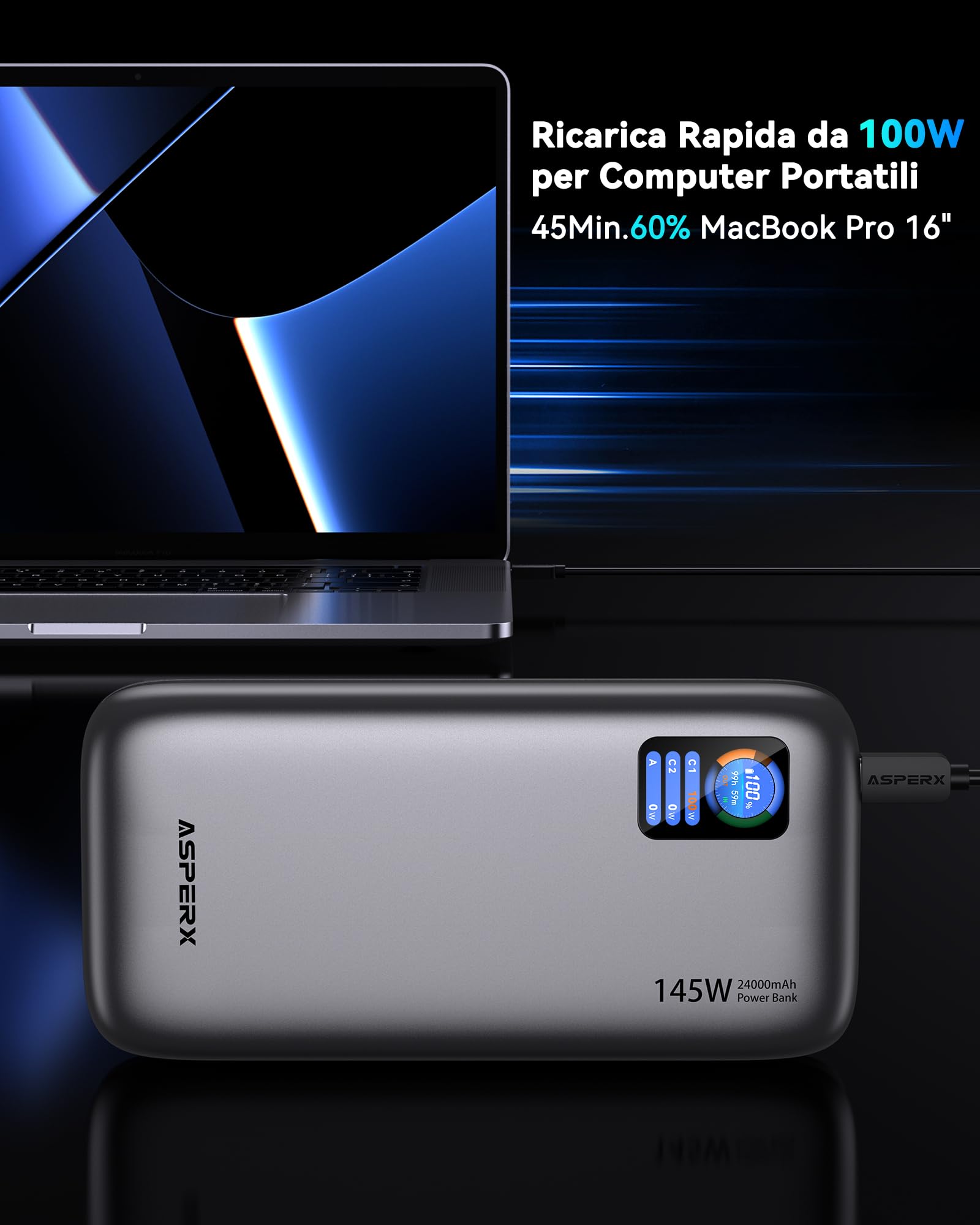 AsperX 100W 24000mAh Laptop Power Bank