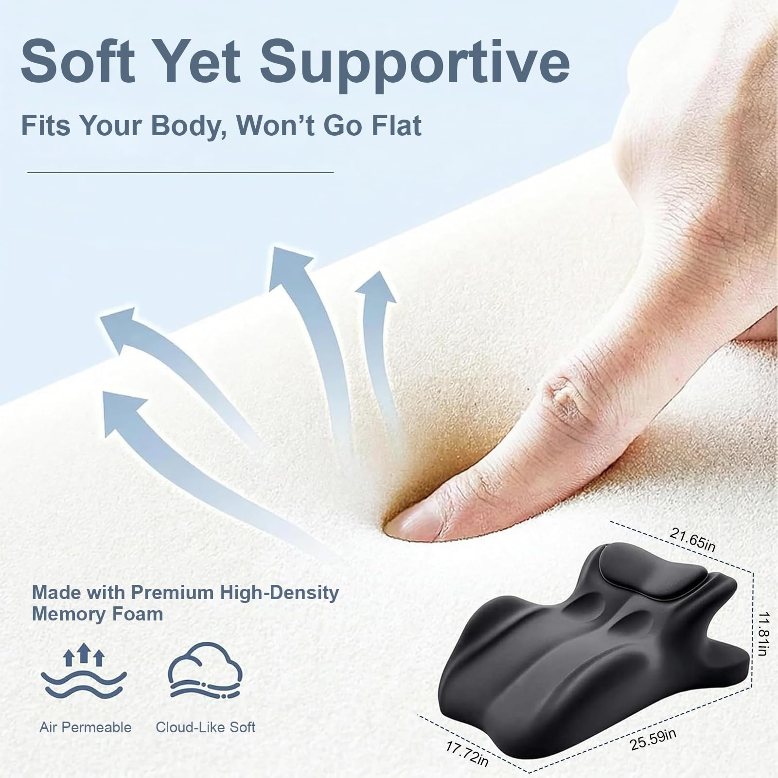 27 ° Paarkissen, Ergonomisches Kissen, Stützkissen für Wirbelsäule und Rücken, Rückenkissen für Mehr Komfort und Nähe, Paare Ergonomic Pillow, Keilkissen aus Memory-Schaum für Bett und Sofa