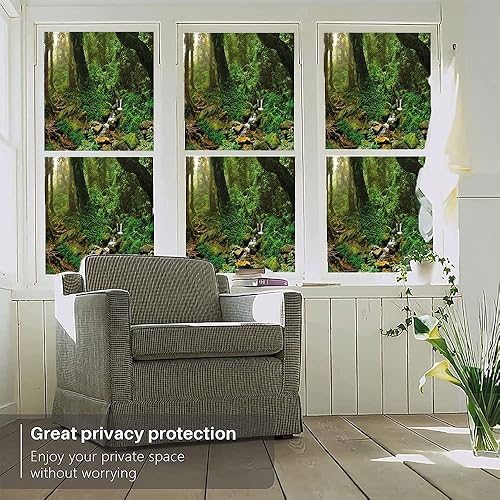 Miniatura 2 de Película estática para ventana de paisaje, árboles de selva tropical y hierba fresca en selva, vida silvestre, naturaleza tropical, película de
