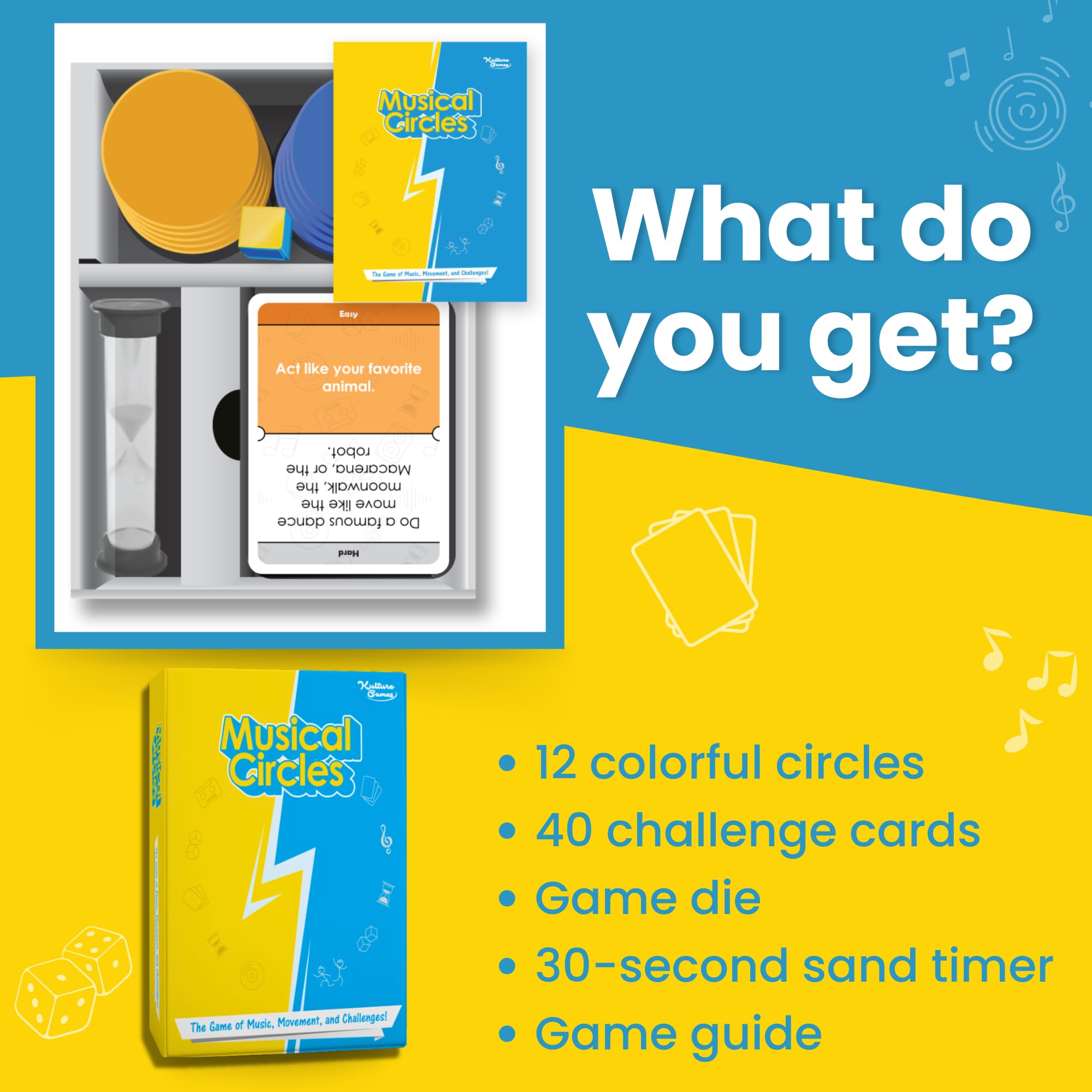 Kulture Games Musical Circles - The Fun Game of Music, Movement, and Challenges!, Yellow, Small - Image 3