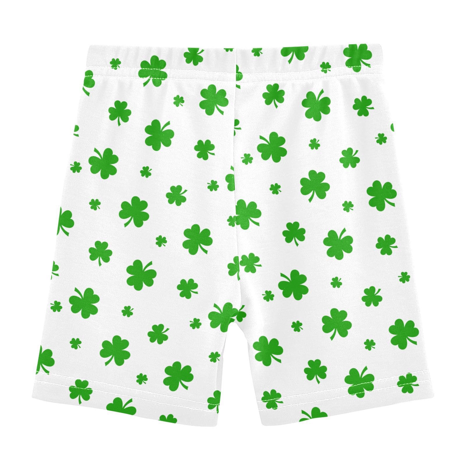 JHKKU Girls St Patricks Day Shamrock Shorts Cotton Cartwheel Bike Kids Biker Under Dress Dance Short Girl Clothes 5T