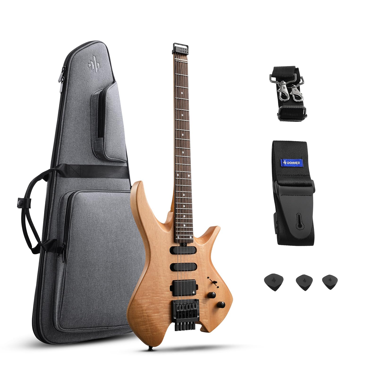 Amazon | Donner NHL-500 (HLX-500) Natural ヘッドレスギター エレキ