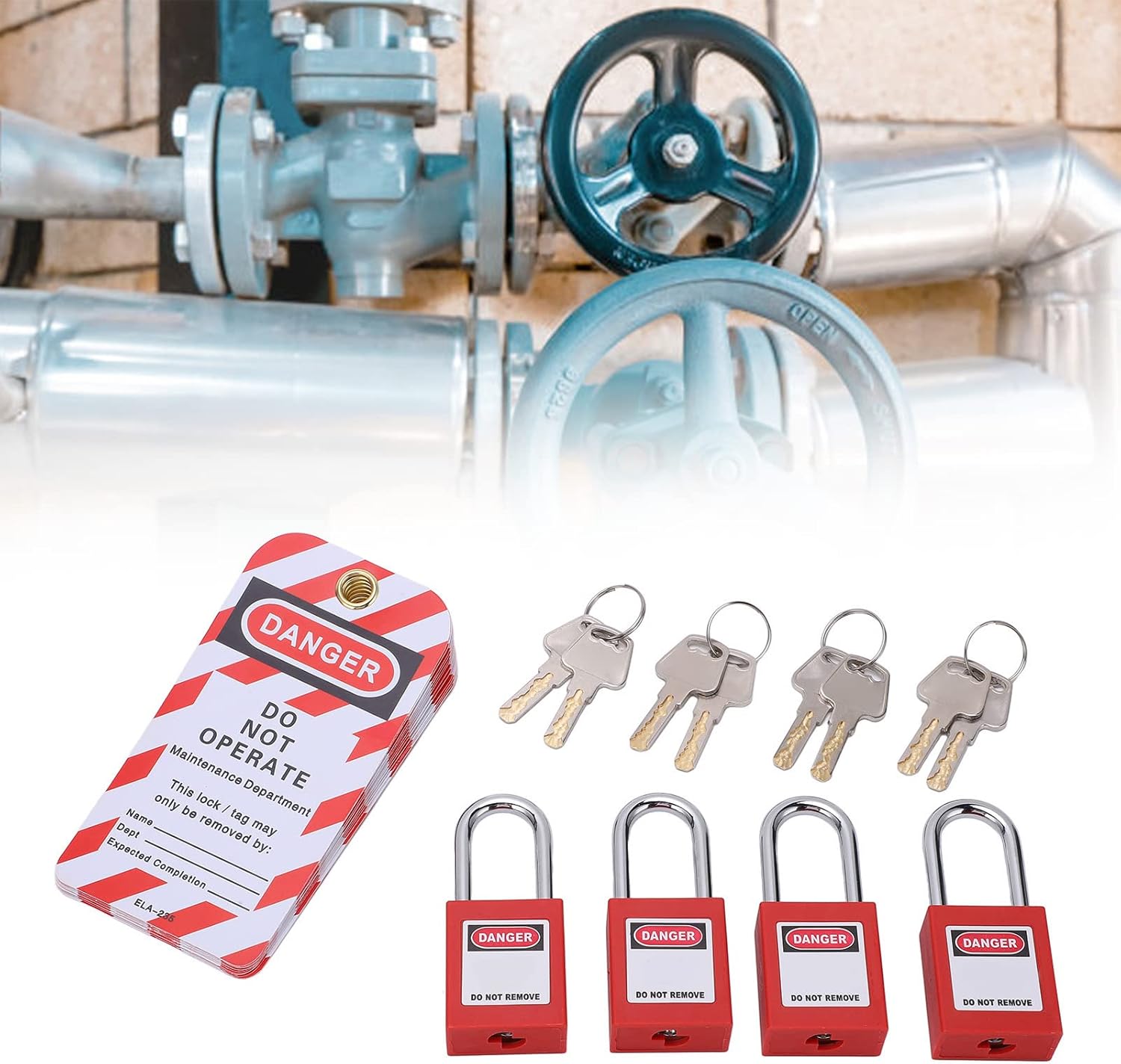 Lockout Tagout Kit Heavy Duty Safety Padlocks with Keys Loto Tags for Industrial Electric Power Workplaces