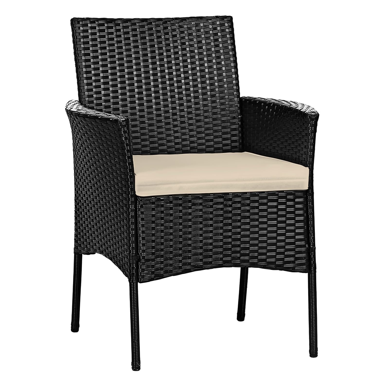 PARAMAISON Set di 4 Cuscini da Esterno per Salottino in Rattan, Sfoderabile Imbottito | 58x51x5cm Beige