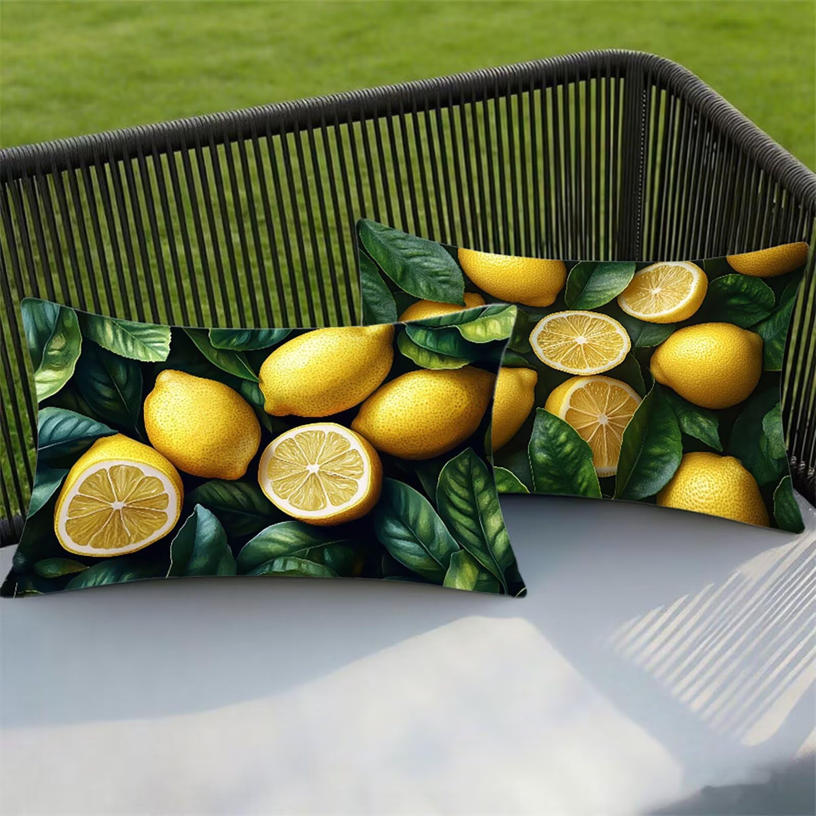 Federe Cuscino 60x80 Set di 2, Giallo Federe Cuscini Divano Velluto Morbido, Rettangolari Copricuscini 60x80cm Con Cerniera Invisibile, Copricuscino per Camera Casa Decorazioni, Frutta 4-4280