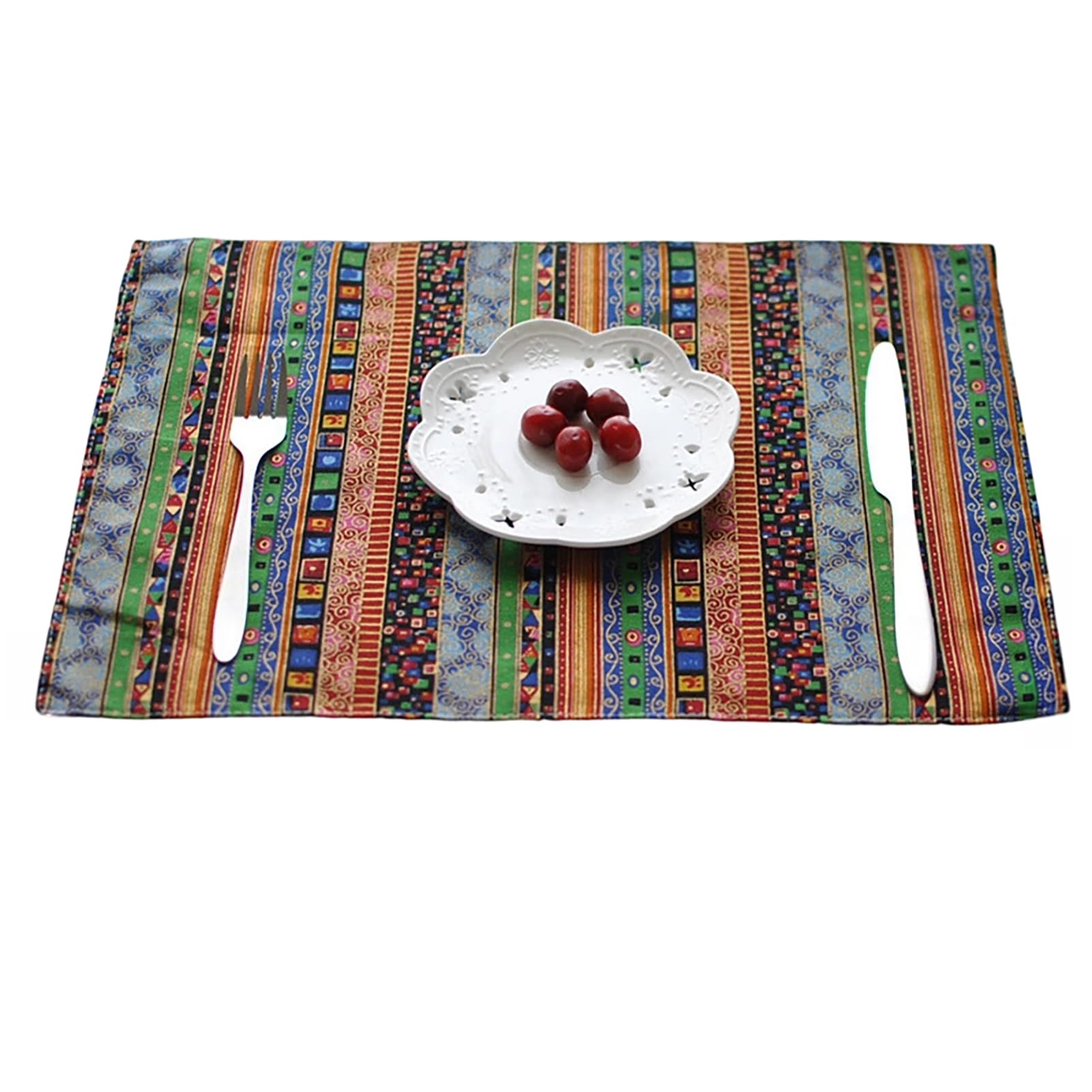 Virelynx Ethnic Striped Placemat – Heat Insulation Dining Table Mat, Colorful Bohemian Mat for Home Party Farmhouse Restaurant