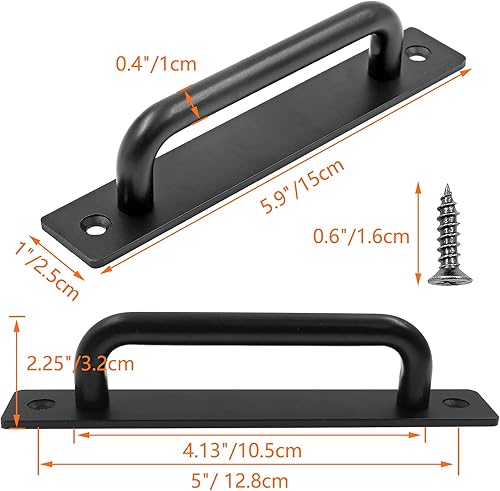 Miniatura 17 de Paquete de 2 manijas de puerta corrediza de granero con placa, manija de puerta de puerta de 7 pulgadas, manija de puerta de aleación de aluminio