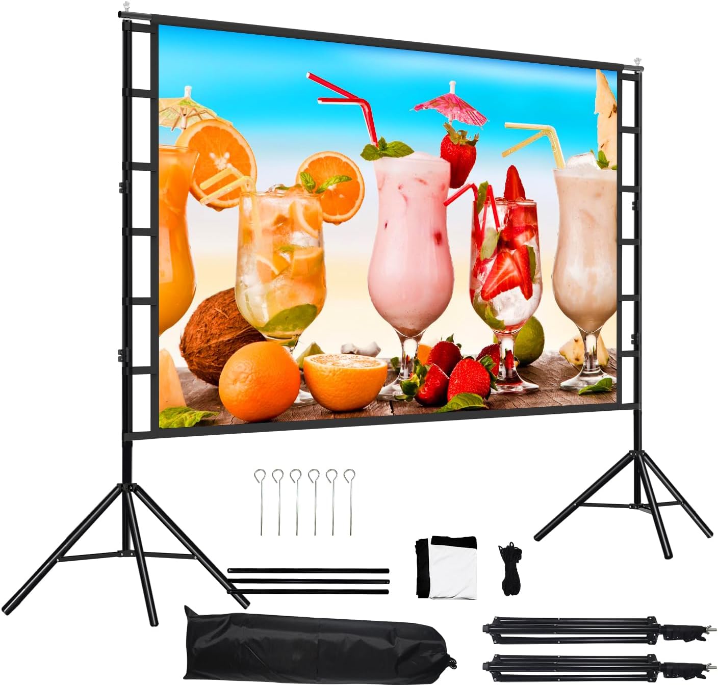 100 Inch Portable Projector Screen with Stand –lejiada Wrinkle-Free Outdoor 16:9 160° View Indoor Projection Screen, Anti-Wind Aluminium Tripod, Front Rear Projection, 10-Year Exchange