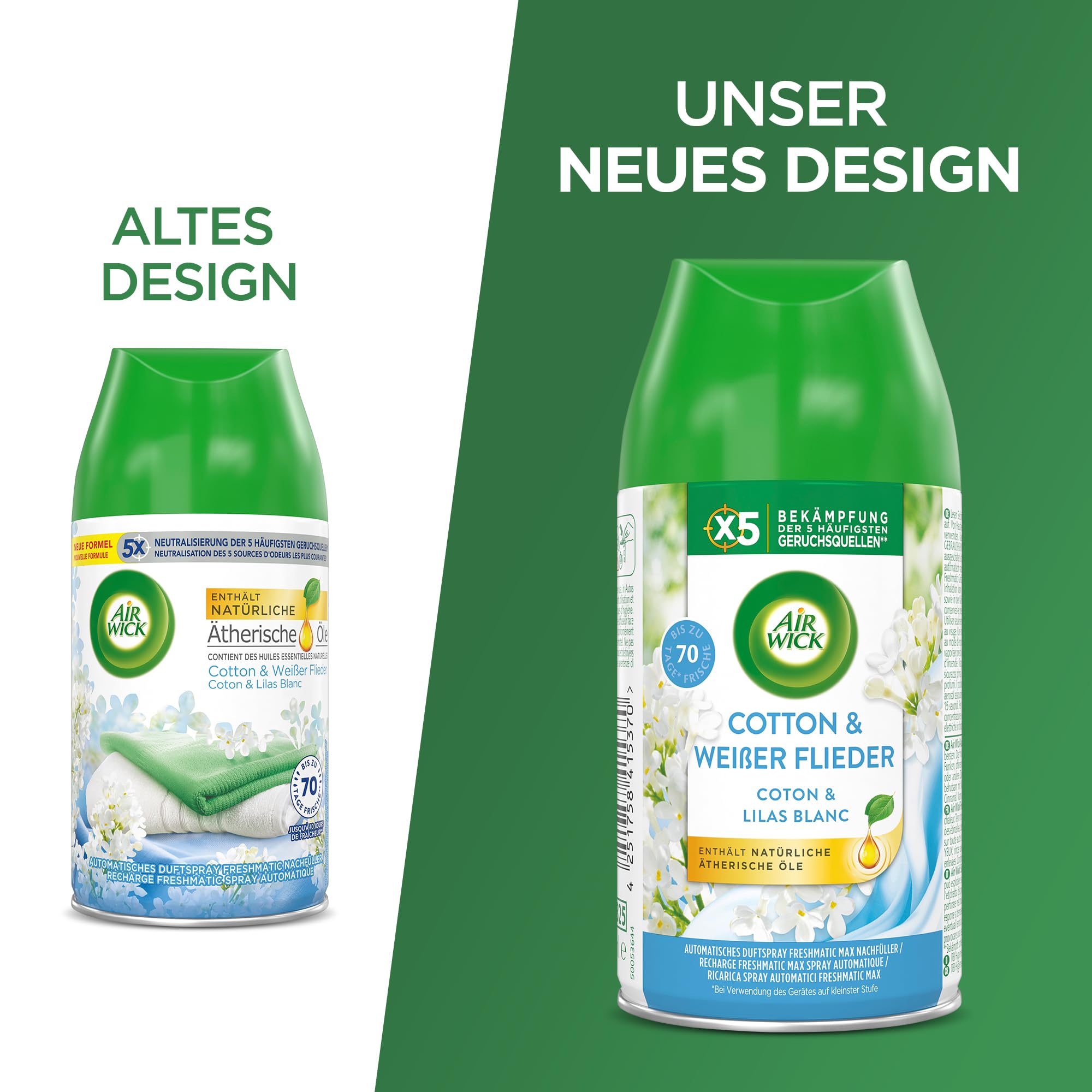 Air Wick Duftspray Nachfüller, Freshmatic Max, Cotton & weißer Flieder, 250 ml Drogerie & Körperpflege