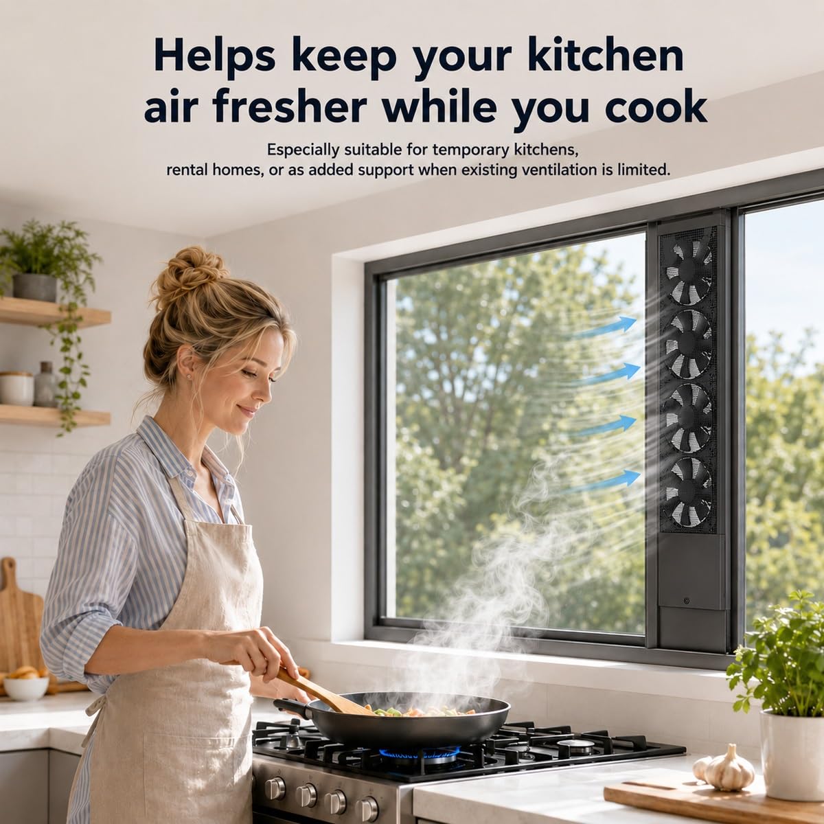 Genérico Extractor de ventana para ventanas correderas, ventilador vertical con velocidad regulable e instalación sin herramientas para cocina, baño, oficina y ático