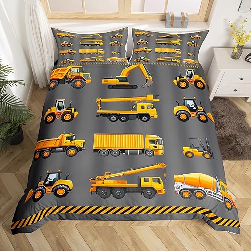 Miniatura 44 de Feelyou Juego de funda de edredón de camión de bomberos, edredón de coche de policía para decoración de habitación de niños, colcha de ambulancia