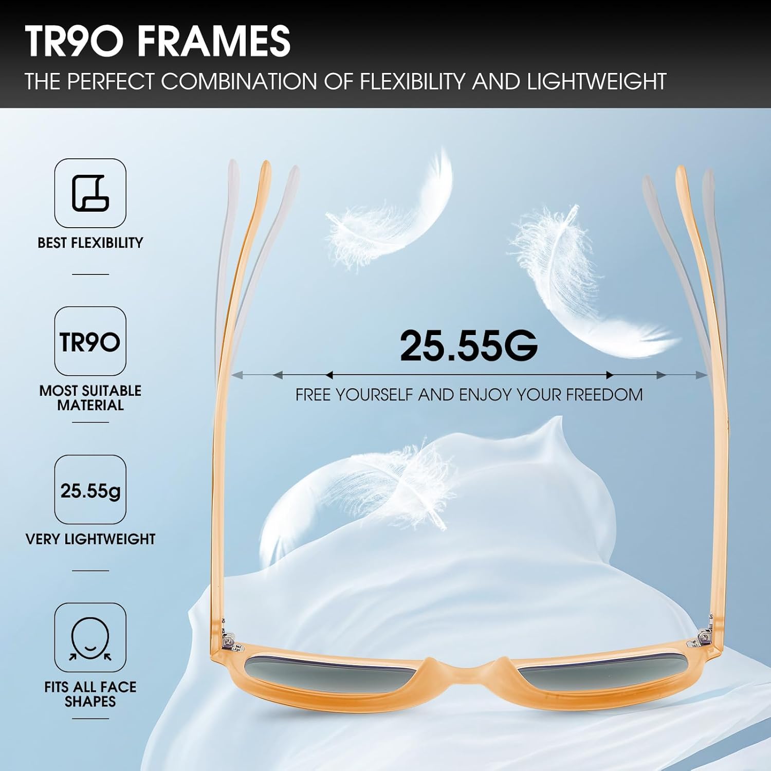 Polarized Sunglasses for Men Lightweight TR90 Frame, Scratch-Resistant Lenses, UV400 Protection Square Sun Glasses - Image 5