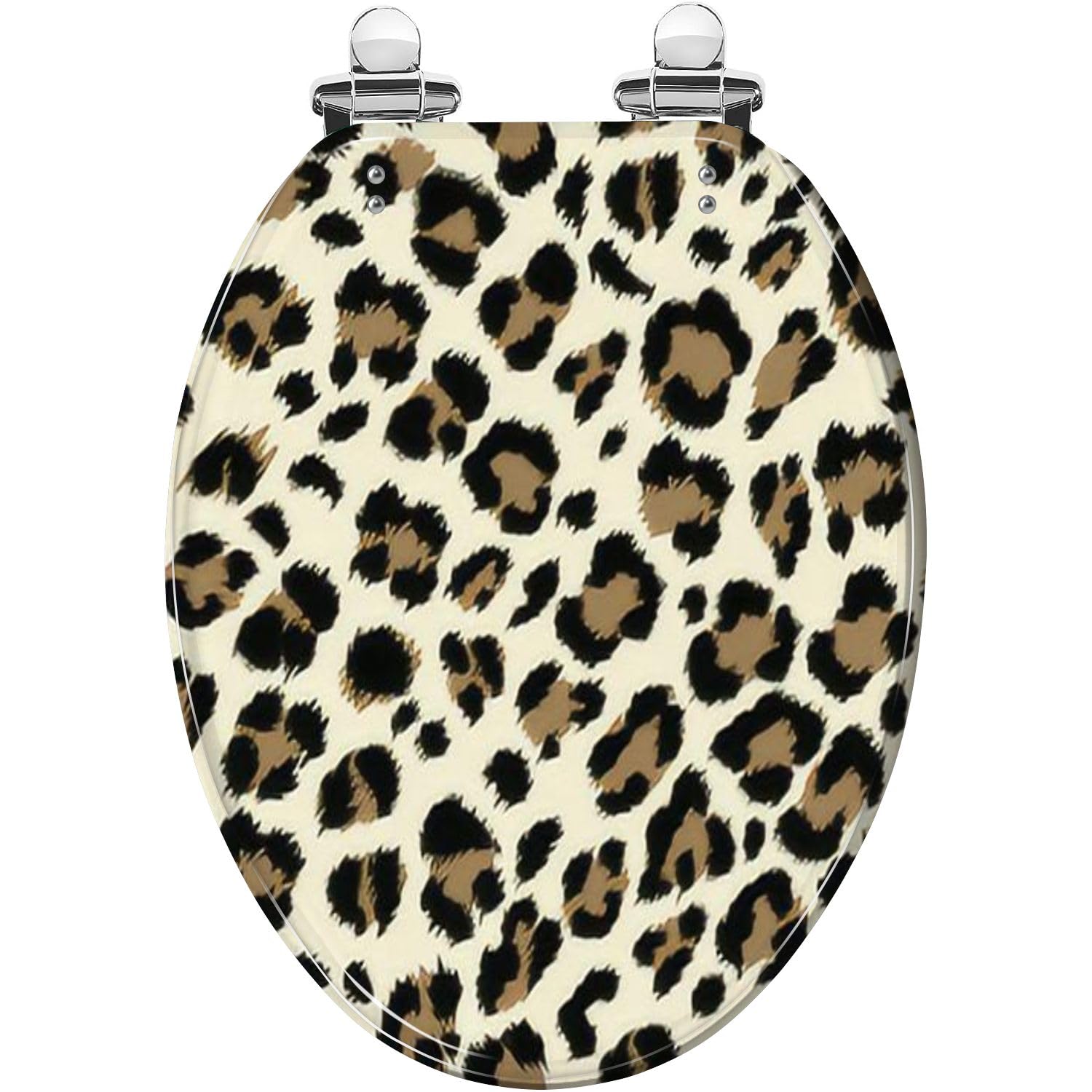 Elongated Toilet Seat Leopard seamless animal print pattern Resin Toilet Seat Slow Quiet Close with Quick-Release Hinges Toilet Seat with Cover Easy to Clean Install