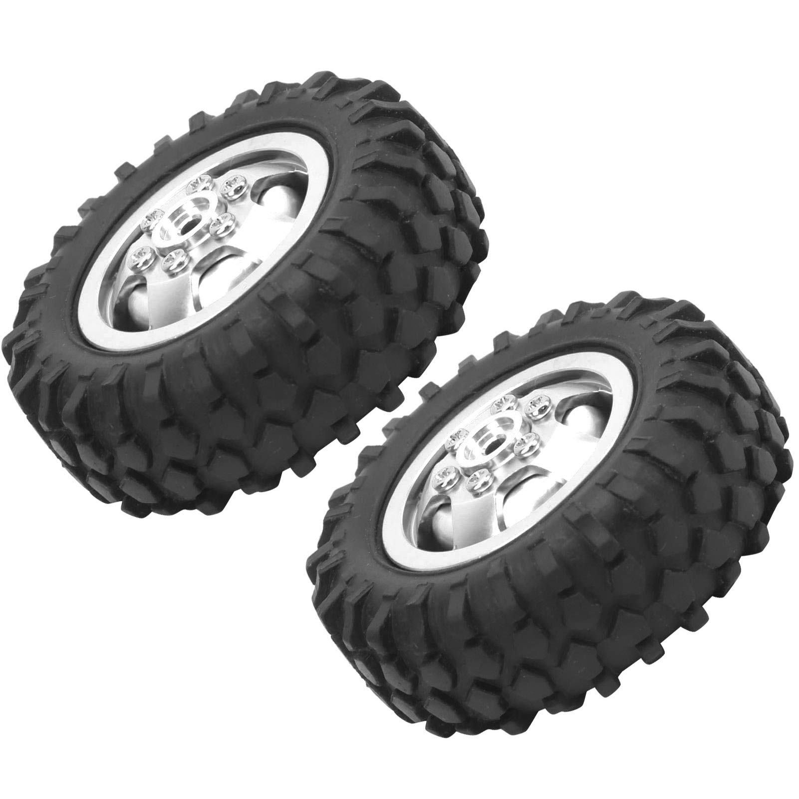 Lot De 2 Roues RC En Caoutchouc Et Alliage Aluminium 55 Mm – Pièce De Rechange Pour Camion WPL D12 1/10 – Antidérapantes