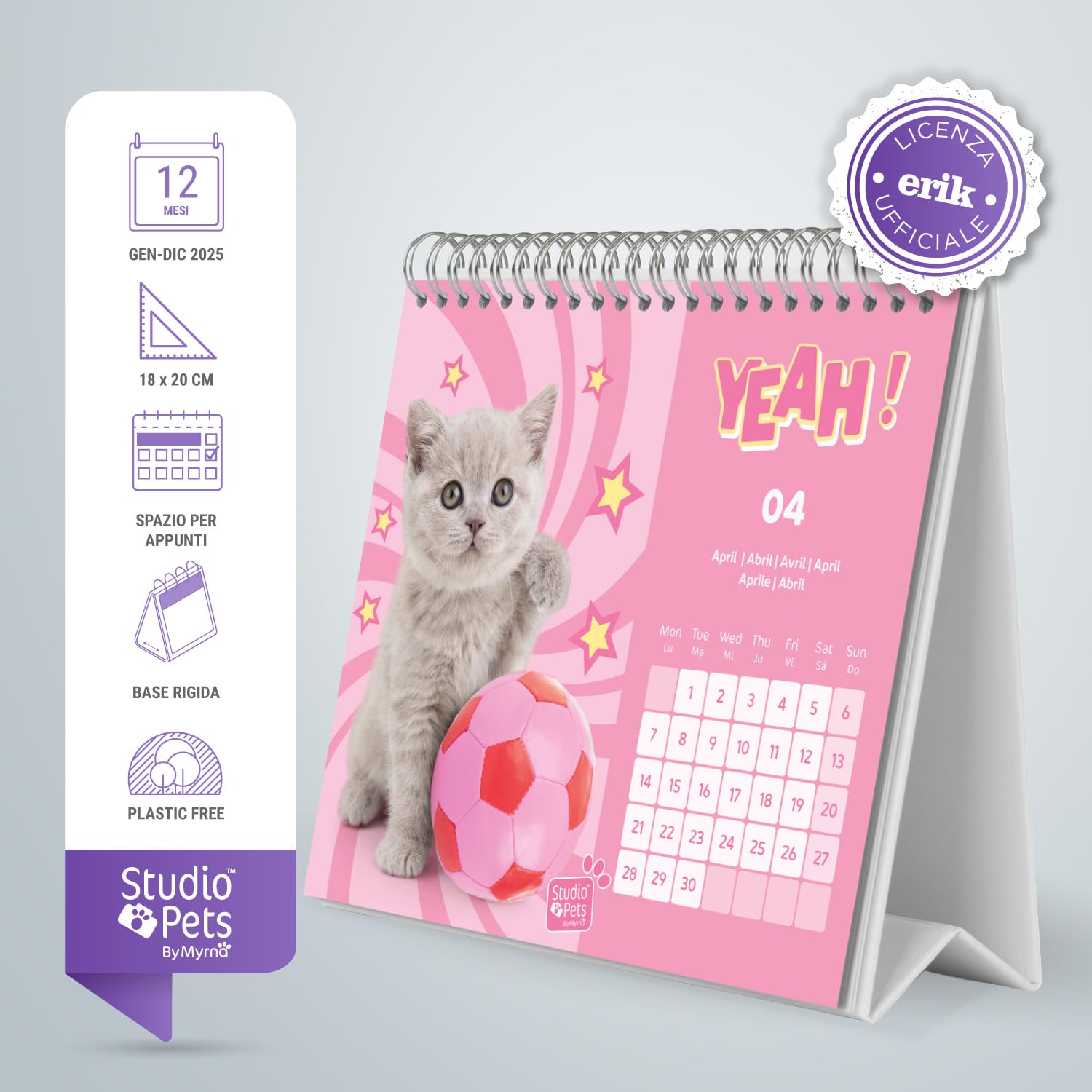 Calendario Da Parete Gatti 2025 | 30x30 Cm | Illustrazioni Gattini | Con Poster Omaggio - Foto 9