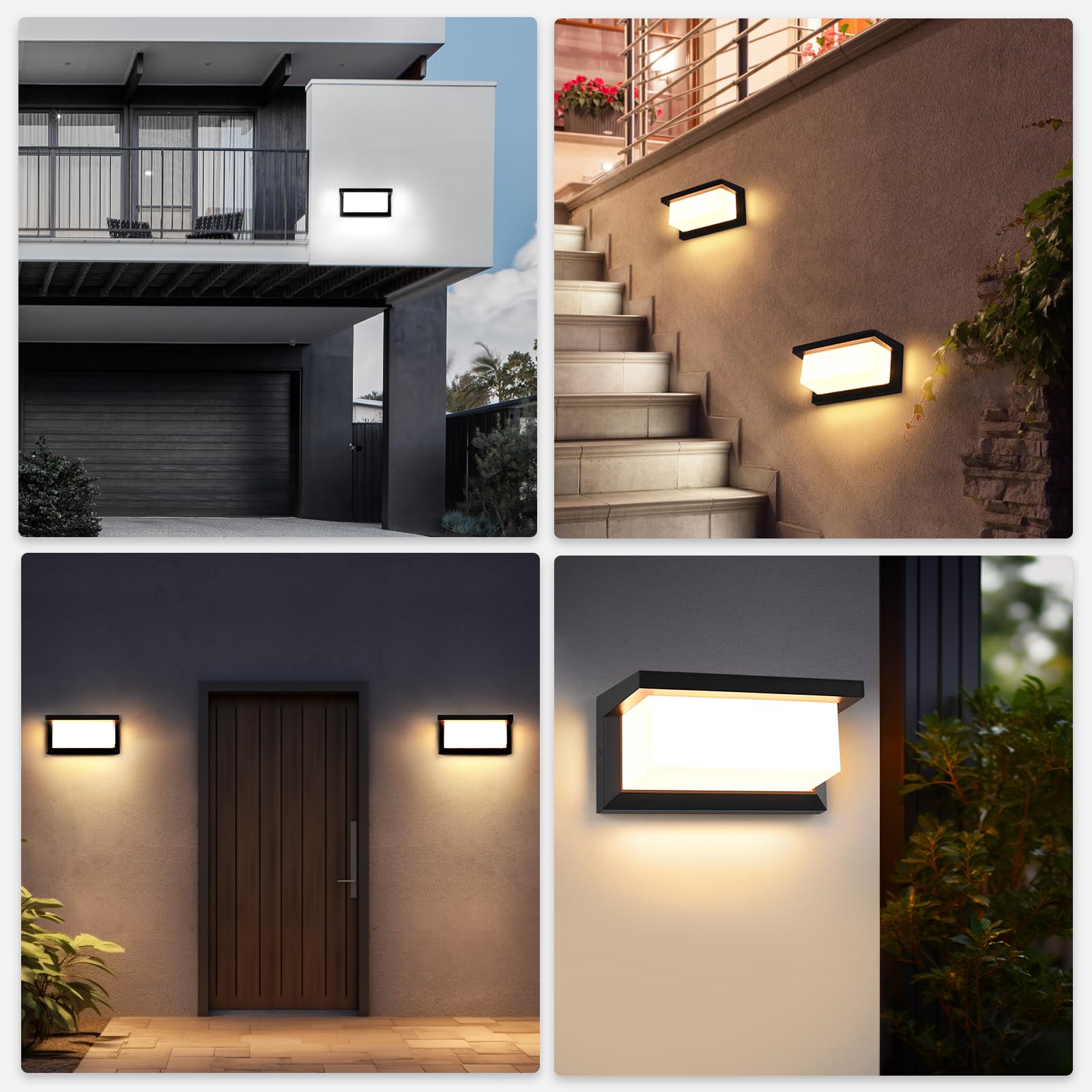 YindaLux 18W LED Lámpara de Exterior con Detector de Movimiento, Aplique con Mando a Distancia, IP65 Lámpara de Pared Interior, 3000-6500K, Lámpara de Exterior Regulable para Jardín, Negro