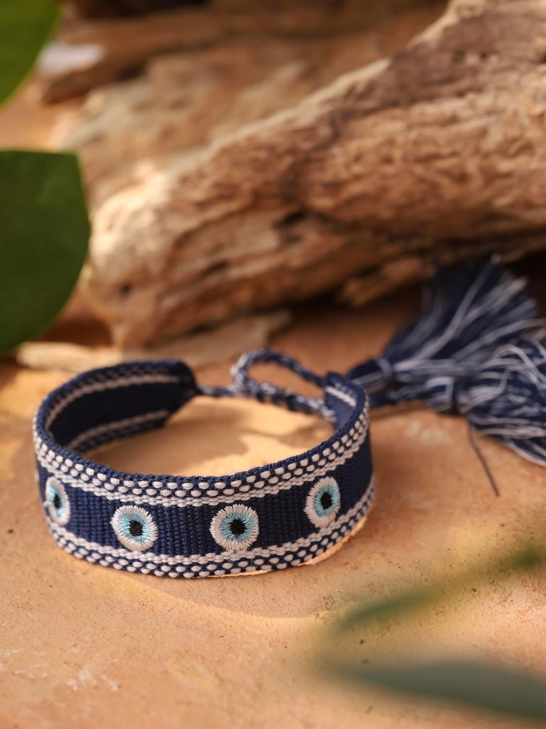 MINACHI Hand-Woven Rope Bracelet with Embroidered Evil Eye Charms, Blue Tone, Bohemian Lucky Jewelry for Women - Image 5