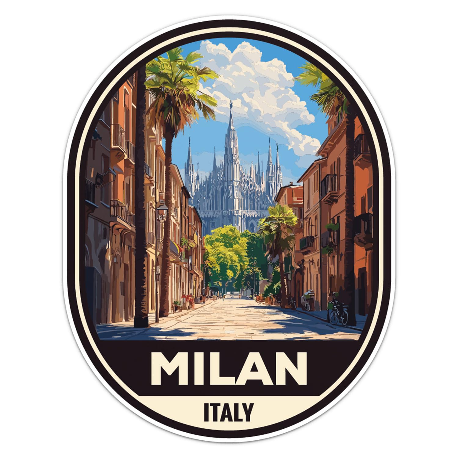 Italy Milan City Sticker - Waterproof Vinyl Decal for Car Bumper, Laptop, Luggage, Water Bottle, Phone Cases, Wall, Window, Sticker Size - 6'' Longer