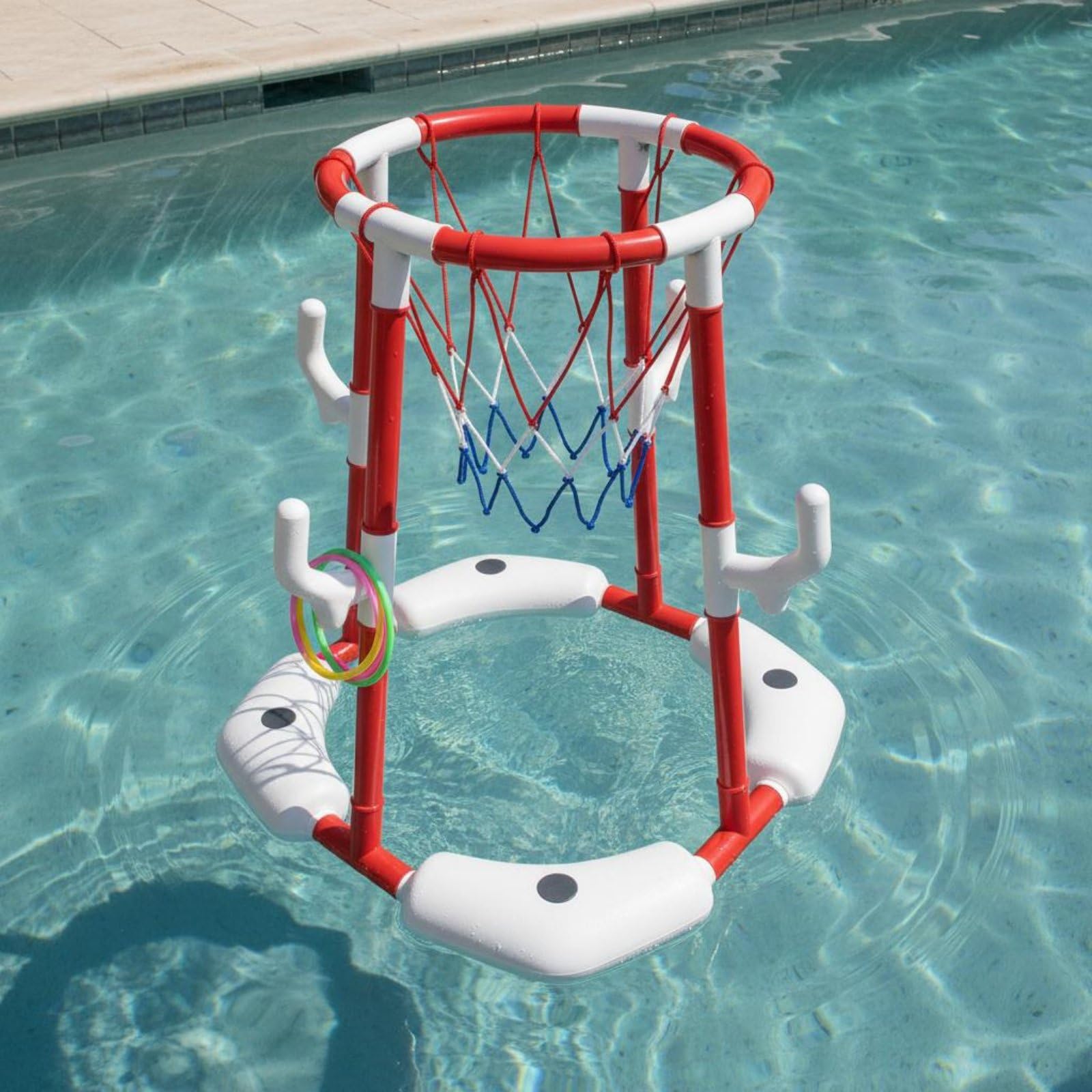 Baoblaze Panier de Basket Flottant Enfants Piscine Jouet Gonflable But Aquatique Cercle de Basket Anneau Flottant Base Gonflable pour Flottabilité et Stabilité, Blue, Model 011