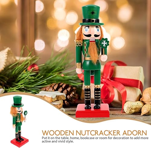 Miniatura 3 de Figura de cascanueces del día de San Patricio, duende de madera, soldado de madera, figuras de cascanueces pastel, decoración irlandesa para