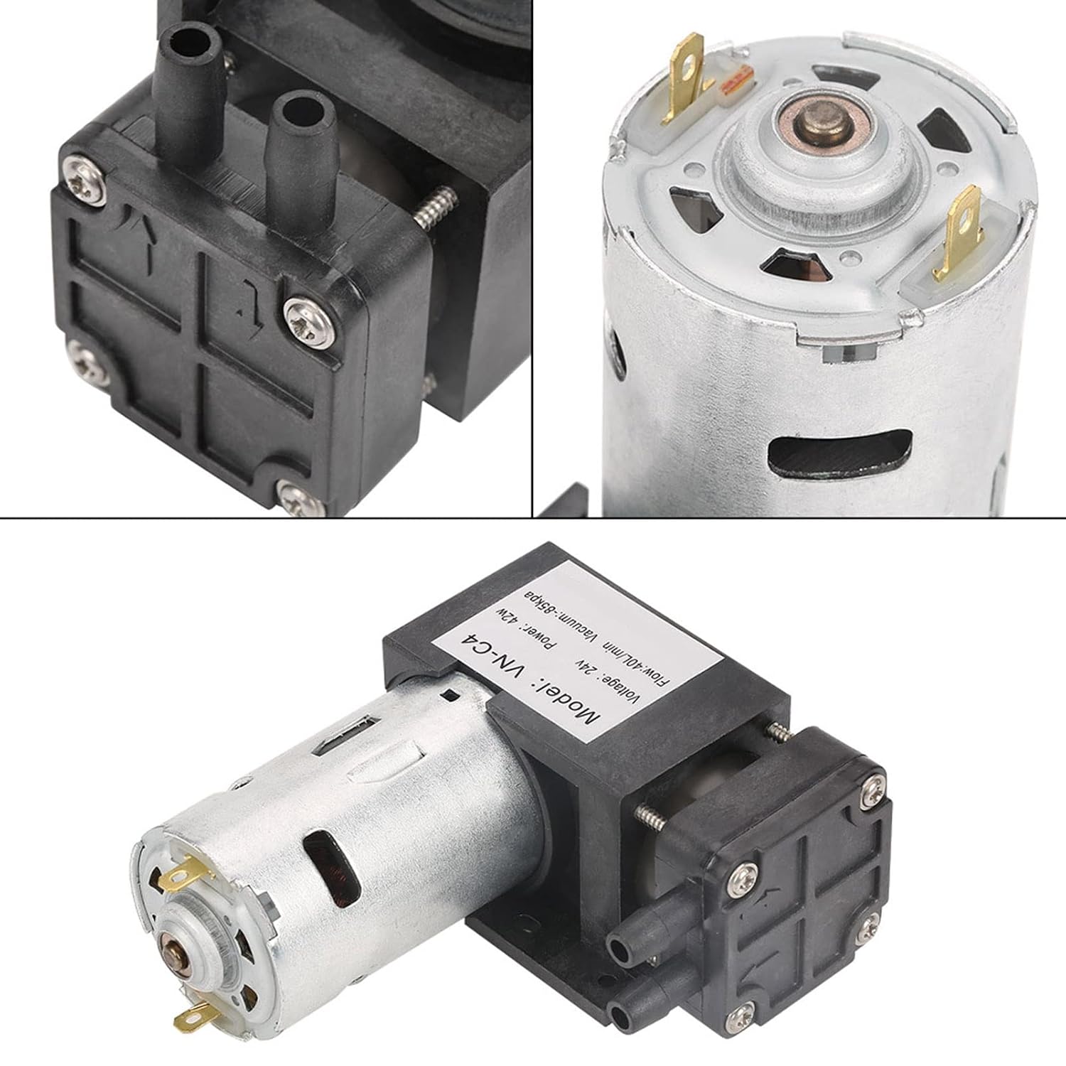 DC24V mini Oil Vacuum Pump 40L Minute high Flow Rate -85KPa Negative Pressure Mute Low Power Consumption Suitable for Medical Environmental Laboratory Gas Sampling