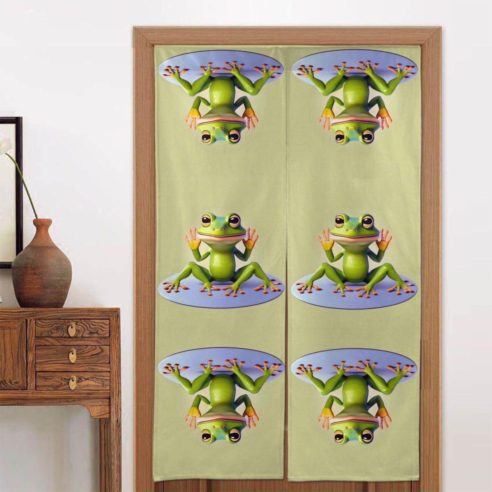 CNTDBU The funny frog doing yoga Door Curtain 34x56 Inch-Room Divider Panel for Privacy, Entryway Screen for Kitchen Bedroom