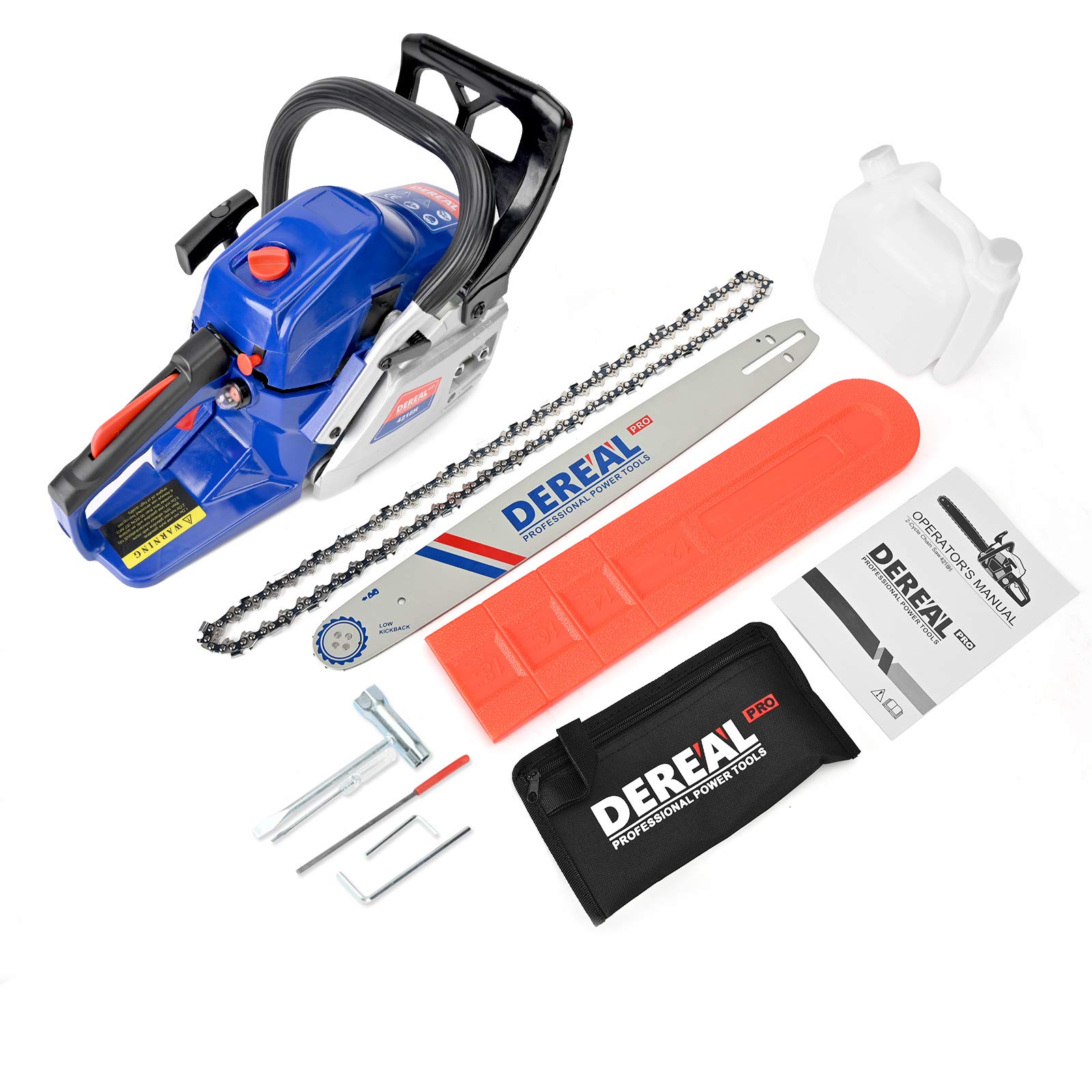 DEREAL Pro 16 inch Gas Chainsaws 2StrokeCycle Gasoline Powered Chain