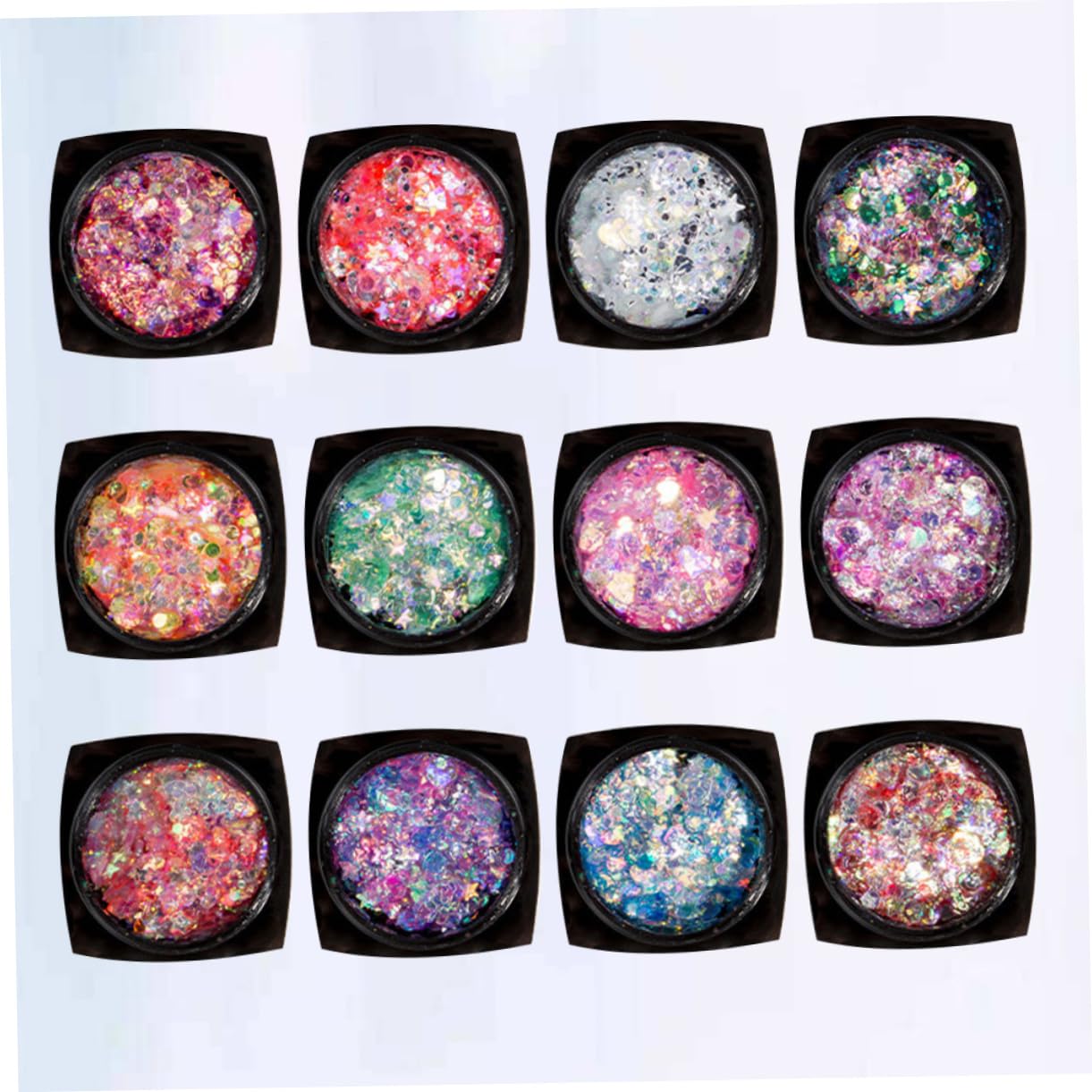 Didiseaon Set Da 3 Pezzi - Set Per Il Corpo Con Paillettes A 12 Colori Glitter Per Il Trucco Paillettes Gel Per Il Viso Nail Art Illuminante Per Occasioni Speciali