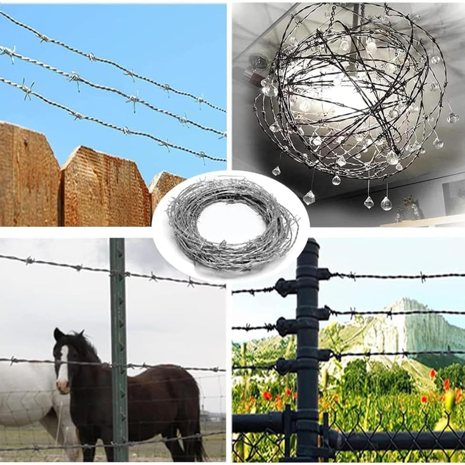 Rollo De Alambre De Púas, Alambre De Espino Galvanizado En Caliente, para Refuerzo De Seguridad De Vallados Suministrado En Bobinas (100m/328ft)