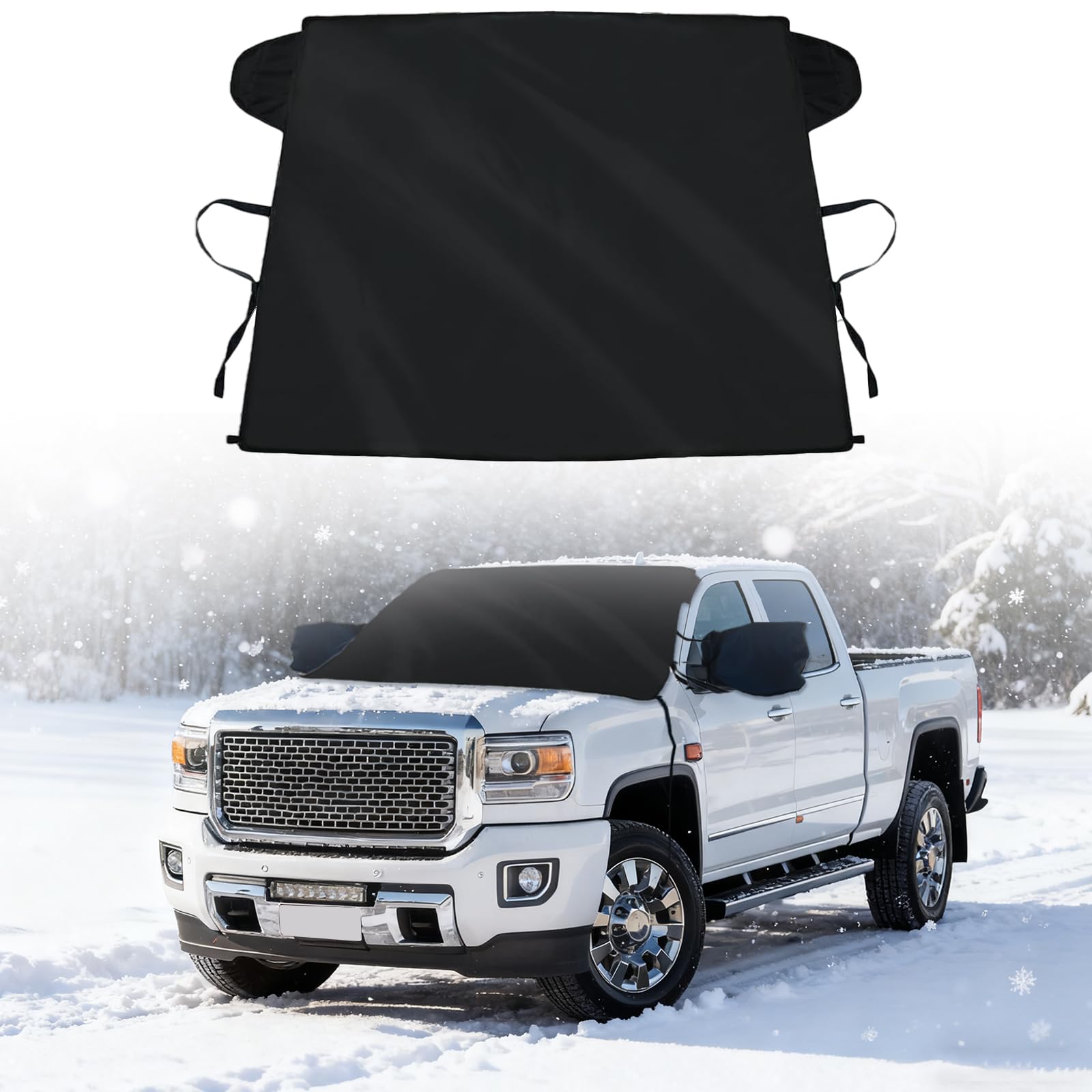 Windshield Cover for Ice and Snow for GMC Sierra 1500 2500 3500 SLT AT4 Denali 2019-2025 2026 2500 2500HD 3500 3500HD Windshield Covers Windshield Snow Cover Winter Sag-Proof Frost Protector for Truck