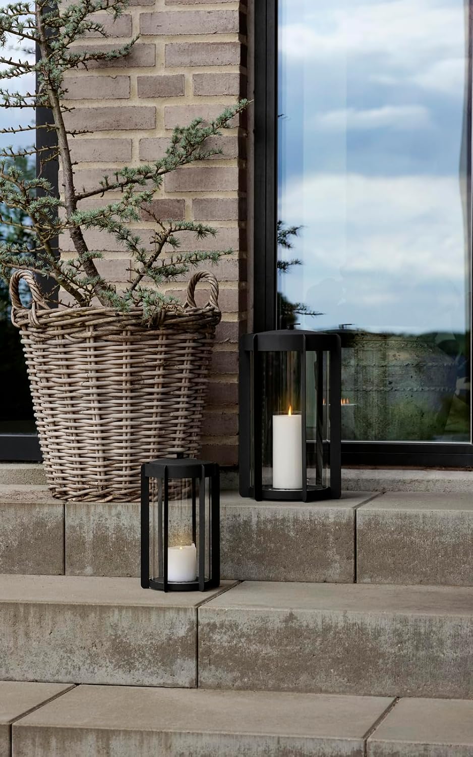 Zone Denmark Firefly Steel and Glass Outdoor Candle Lantern, Black, 9.8 in image 5