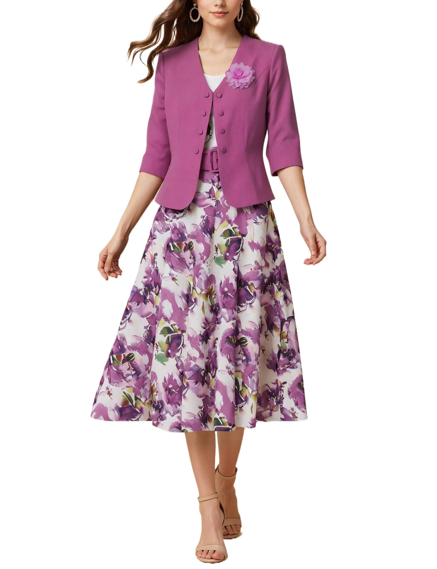 Womens Two-Piece Church Dress - Formal Dress Suitable for Weddings and Special Occasions