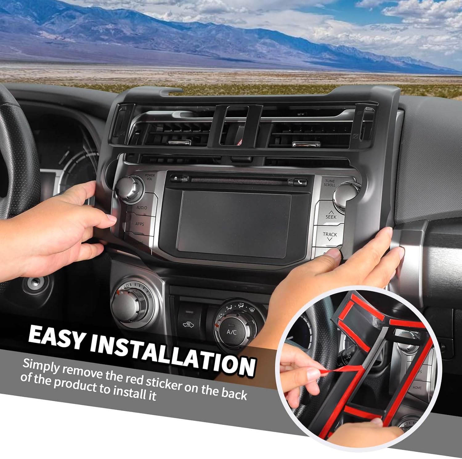 Jimen Fit for Toyota 4Runner 2010-2019, 8PCS Interior Trim Kits - Navigation Panel, Gear Shift Cover, AC Climate Control Panel, Inner Door Handle Trim (Matte Black)